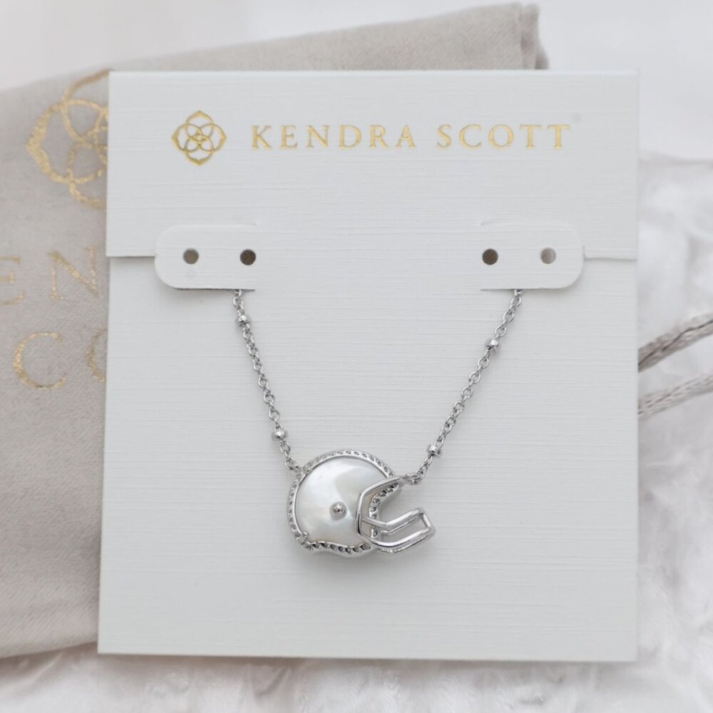 Kendra Scott - Football Helmet Silver Ivory Mother-of-Pearl Short Necklace - new